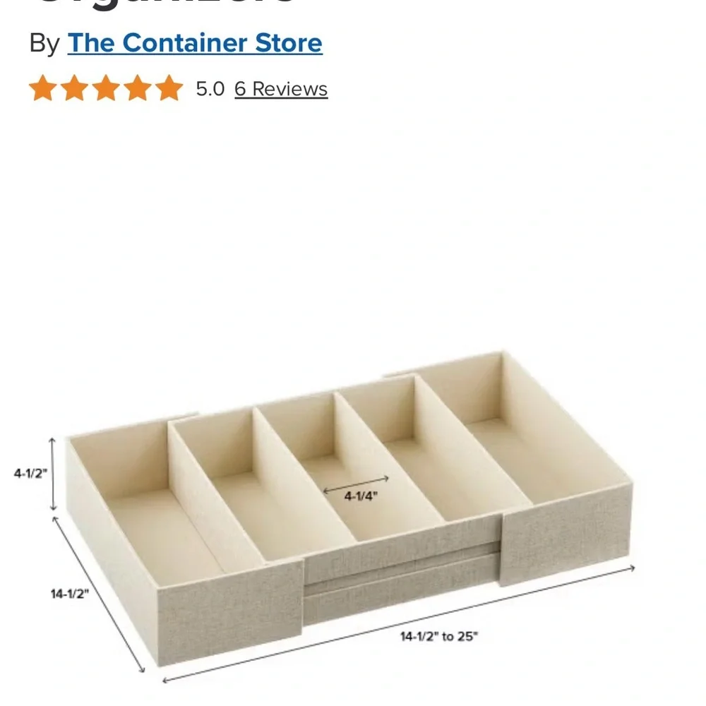 The Container Store Cambridge 5-Section Expandable Drawer Organizer